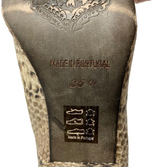 Free People Cecile Snake Print Zip Ankle Boots Gray Cream Leather 35.5 US 5.5 - Picture 8 of 10